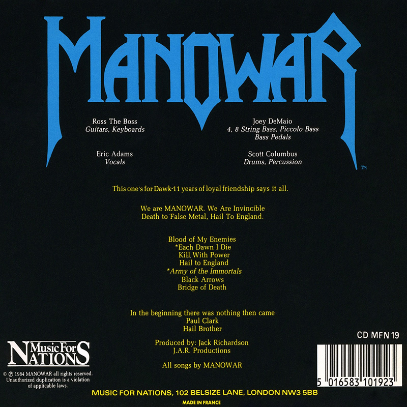 Manowar - Hail to England